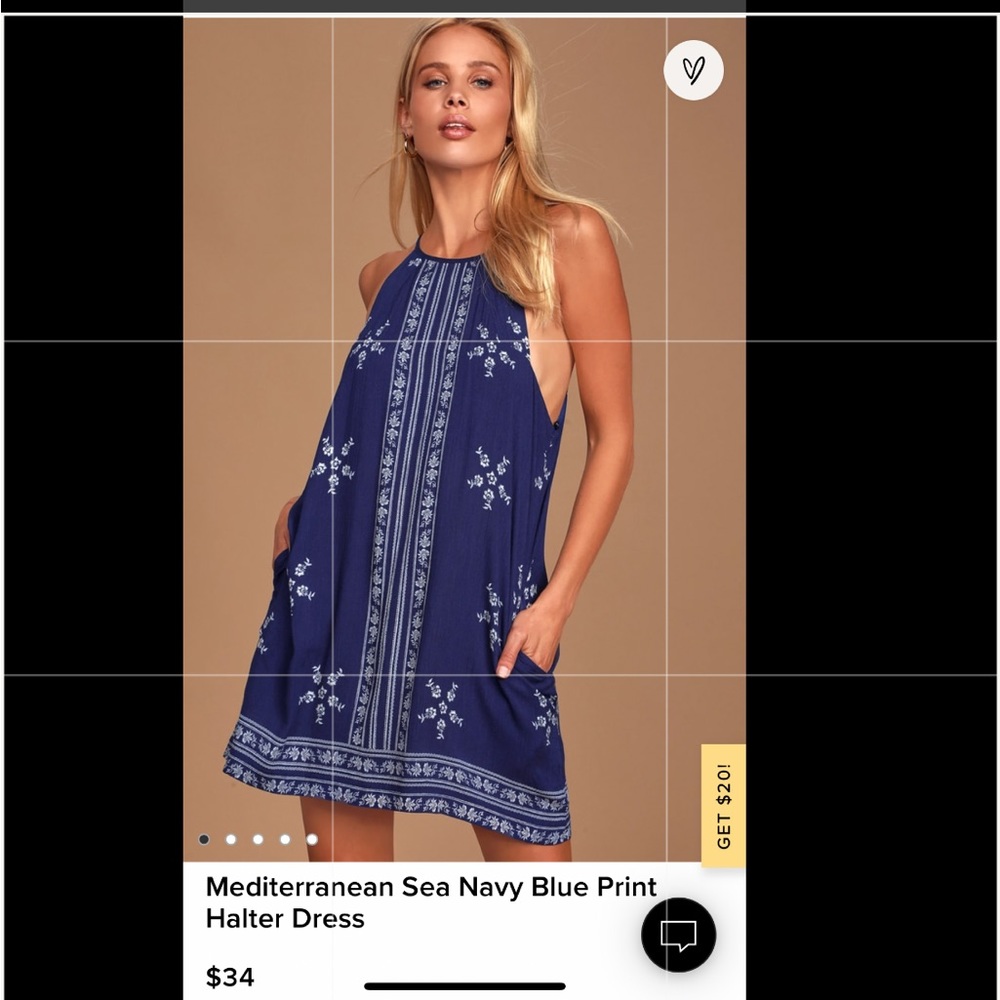 Lulus MEDITERRANEAN SEA NAVY BLUE HALTER DRESS, S